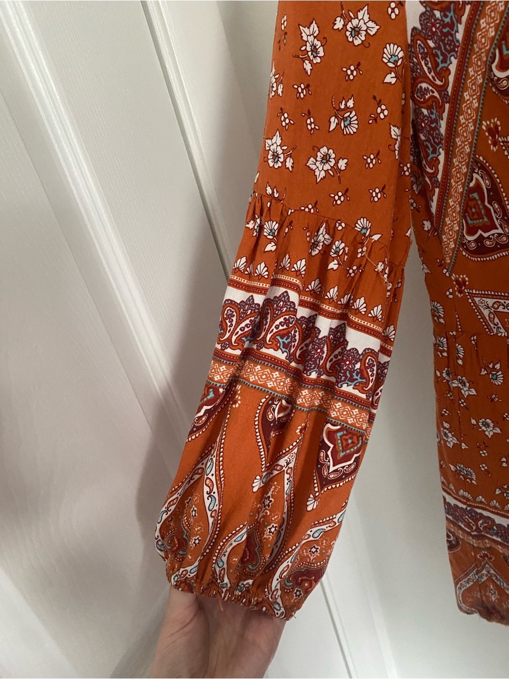 Bohemian Rust Paisley Peasant Top - Picture 4 of 5
